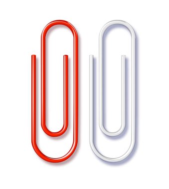 Paper clip metal isolated on transparent background. Page paper clip holder, binder. vector .