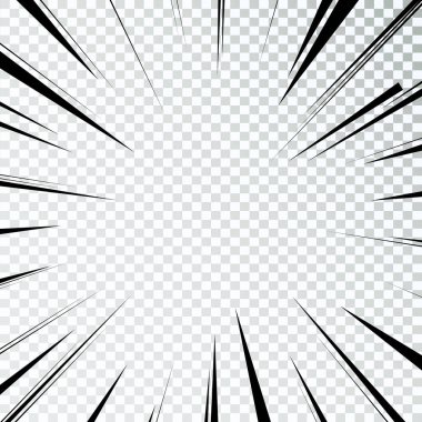 Manga çizgileri. Çizgi roman hareketi. Hız çizgileri çerçevesi. Vektör karton retro illüstrasyon.