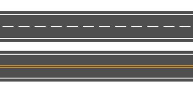 Yolları ve yüksek yolları bükmek. Yol kıvrımları geometrik tasarım, cadde kavşağı. Düz çizgi film yolları. Vektör illüstrasyonu