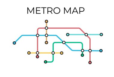 Metro istasyonları ve metro planları. Yeraltının hayali metro haritası. Yolcu taşımacılığının planı. Vektör illüstrasyonu