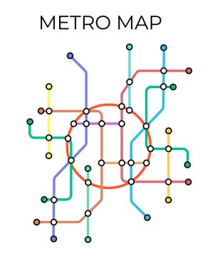 Metro istasyonları ve metro planları. Yeraltının hayali metro haritası. Yolcu taşımacılığının planı. Vektör illüstrasyonu