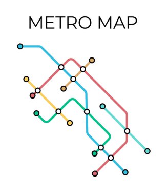 Metro istasyonları ve metro planları. Yeraltının hayali metro haritası. Yolcu taşımacılığının planı. Vektör illüstrasyonu