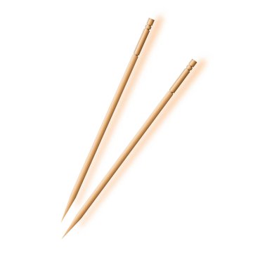Wooden toothpick. Macro. Bamboo Toothpick small sharp. Vector