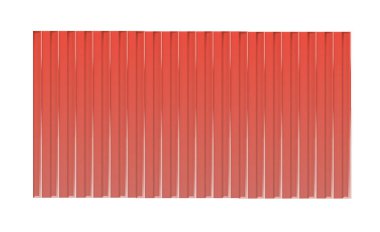 Çitler, duvarlar, çatılar için galvanize demir kırmızısı. Evin yuvarlak metal çatı kaplamasını yenilemiş. Profilli çarşaf. Vektör illüstrasyonu