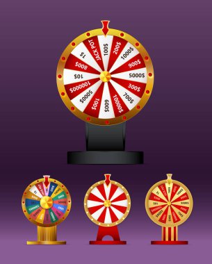 Fortune wheel isolated vector set illustration for gambling background and lottery win concept. Wheel fortune for game and win jackpot.Vecktor
