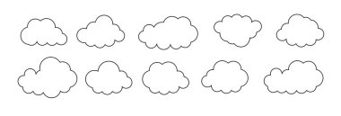 Bulut çizgisi sanat simgesi. Veritabanı ağ yazılımı görüntü bulutu ve sinoptik konsepti. Vektör illüstrasyonu