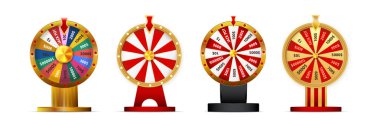 Şans çarkı, kumar geçmişi ve piyango kazanma konsepti için izole edilmiş vektör çizimi. Oyun için çark serveti ve büyük ikramiye. Vektör