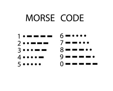 Beyaz arka planda mors alfabesi var. Mors alfabesi işareti düz stil. Vektör illüstrasyonu