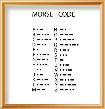 Beyaz arka planda mors alfabesi var. Mors alfabesi işareti düz stil. Vektör illüstrasyonu