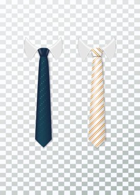 Beyaz yakalı 3D Gerçekçi Boyunbağı. Boyun vektörünü farklı çizgilerle bağla. Vektör illüstrasyonu