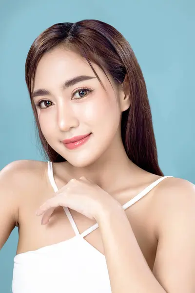Asian Woman Beautiful Face Perfect Clean Fresh Skin Cute Female — Stock Photo, Image