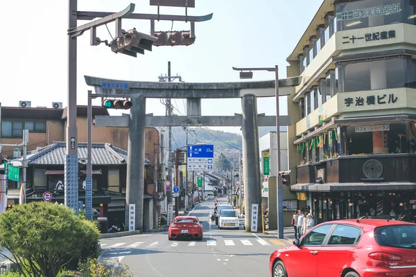 stock image street to Byodoin temple near Uji station, Keihan railway 9 April 2012