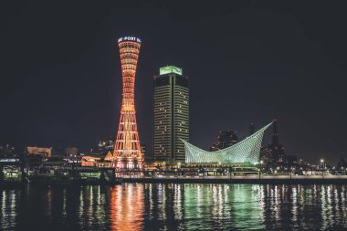 Kobe Liman Kulesi Rıhtım Kenti 9 Nisan 2012 Gecesi Japonya