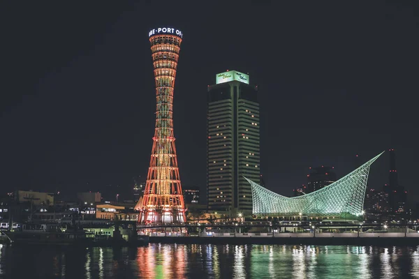 Kobe Port Tower Paysage Urbain Bord Mer Japon Nuit Avril — Photo