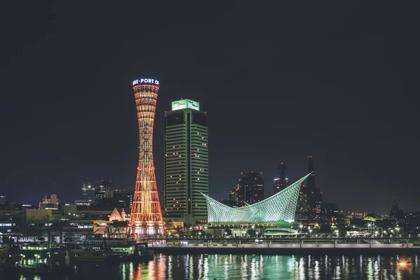 Kobe Liman Kulesi Rıhtım Kenti 9 Nisan 2012 Gecesi Japonya