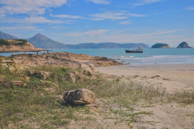 Sai Wan plajının manzarası, hk 22 Ekim 2022