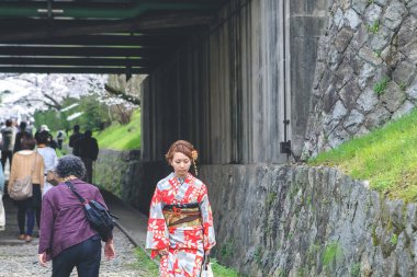 Geleneksel Kimono, Keage Incline 'de kiraz çiçekleri. 10 Nisan 2012
