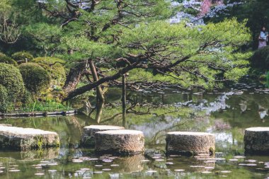 10 Nisan 2012 Japon bahçesinde taş yolu, Heian türbesi Kyoto Japonya.