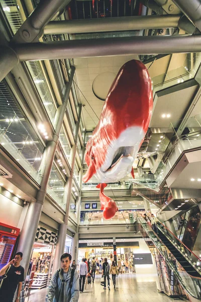 Stock image 10 April 2012 Red whale sculpture display HEP Five, osaka