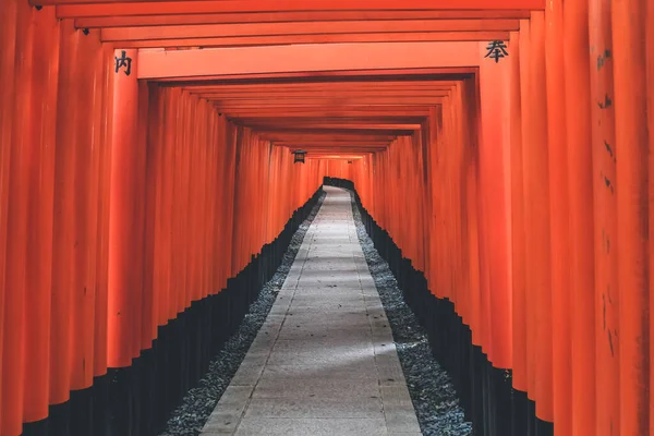 stock image Red Torii gates in Fushimi Inari shrine in Kyoto, Japan 10 April 2012