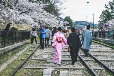 Geleneksel Kimono, Keage Incline 'de kiraz çiçekleri. 10 Nisan 2012