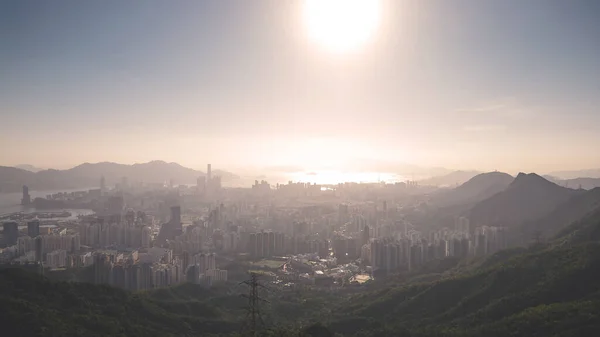 Mei 2022 Misty Hong Kong Skyline Kijkend Vanuit Fei Ngo — Stockfoto