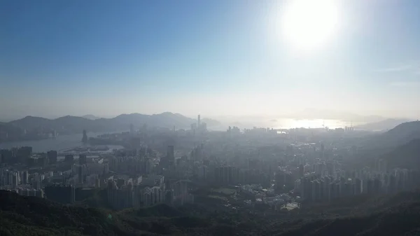 Maio 2022 Misty Hong Kong Skyline Olhando Fei Ngo Shan — Fotografia de Stock