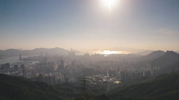 stock image 20 May 2022 Misty Hong Kong skyline, looking from Fei Ngo Shan