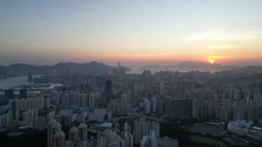 Misty Hong Kong silueti, Fei Ngo Shan 'dan 20 Mayıs 2022' de görünüyor.