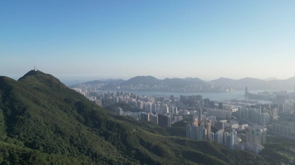 Misty Hong Kong Ορίζοντα Κοιτάζοντας Από Fei Ngo Shan Μάιος — Αρχείο Βίντεο