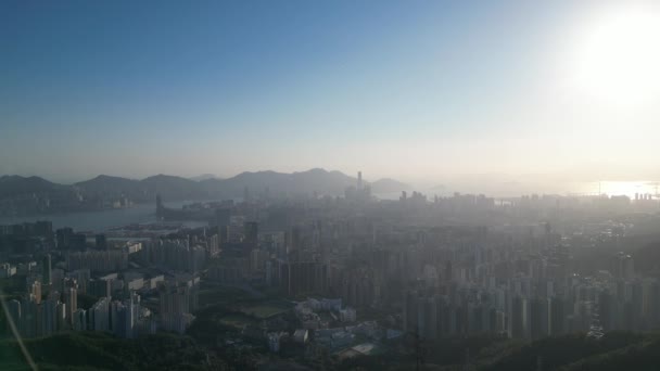 Misty Hong Kong Skyline Guardando Fei Ngo Shan Maggio 2022 — Video Stock