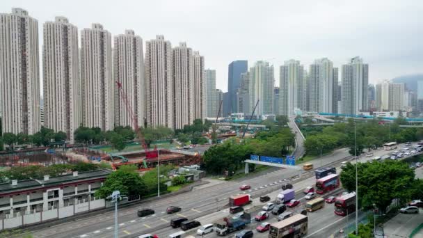 Ноября 2022 Городской Пейзаж Города Дорога Квунтун Гонконг — стоковое видео