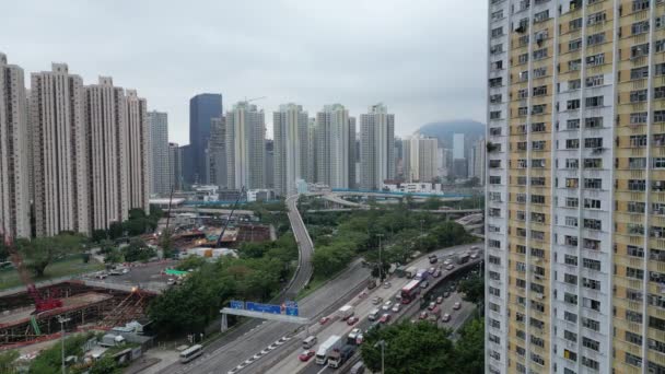 Ноября 2022 Городской Пейзаж Города Дорога Квунтун Гонконг — стоковое видео