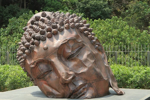 Escultura Cabeza Buda Artista Zhang Huan Asia Society Marzo 2012 — Foto de Stock