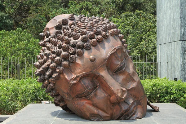 Buddha Kopf Skulptur Des Künstlers Zhang Huan Bei Der Asia — Stockfoto