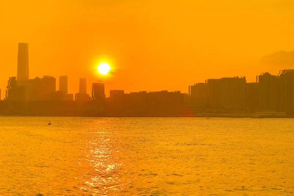 Ιούνιος 2012 Ηλιοβασίλεμα Της Victoria Harbour Χονγκ Κονγκ — Φωτογραφία Αρχείου