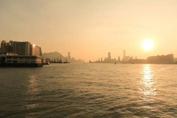 stock image 5 june 2012 the sunset of Victoria Harbour, hong kong