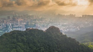 Lion Rock Dağı Peyzajı, Hong Kong 16 Kasım 2022