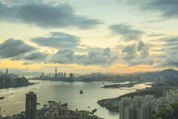 stock image 30 June 2012 Victoria Harbour view from Yau Tong Devil Peak