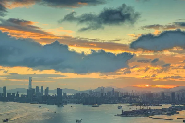 stock image 30 June 2012 Victoria Harbour view from Yau Tong Devil Peak