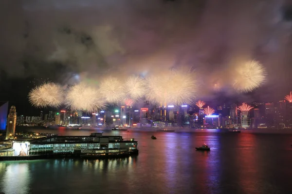 stock image 1 July 2012 Hong Kong skyline above Victoria Harbour