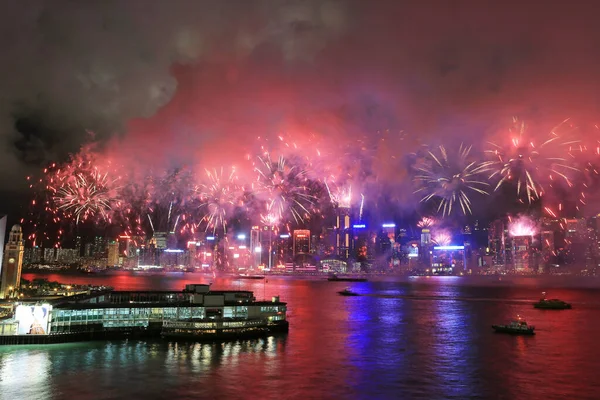 stock image 1 July 2012 Hong Kong skyline above Victoria Harbour