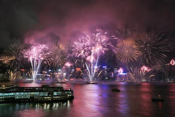 stock image 1 July 2012 Hong Kong skyline above Victoria Harbour