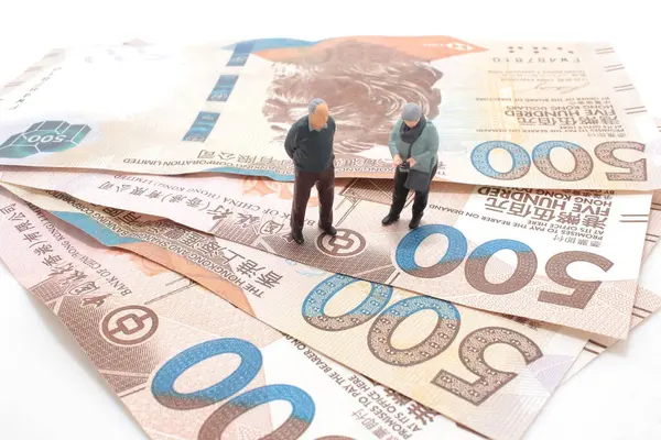 Nyugdíj Pénzügy Családi Költségvetés Koncepció Mini Öregek — Stock Fotó