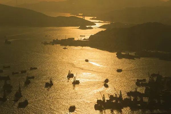 stock image 2 July 2012 Stonecutters Bridge connects Stonecutters Island with Container Terminal