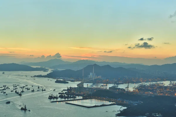 Juillet 2012 Stonecutters Bridge Relie Stonecutters Island Avec Container Terminal — Photo