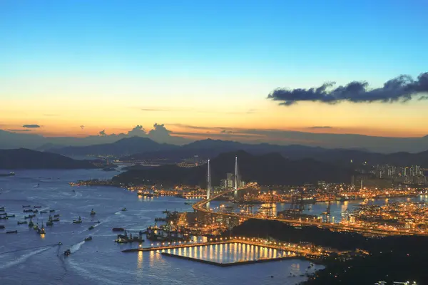 stock image 2 July 2012 Stonecutters Bridge connects Stonecutters Island with Container Terminal