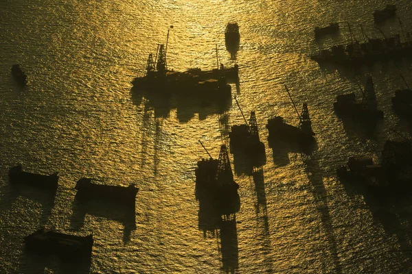 stock image 2 July 2012 Sea port at scenic sunset in West Kowloon, Hong Kong