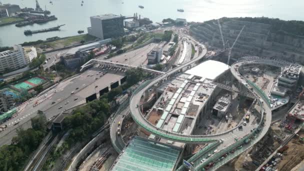 Revealing Lam Tin Tunnel Construction Highway Bridge Dec 2022 — Stock Video