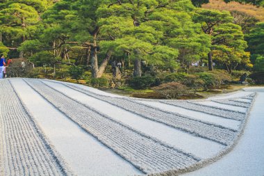 Ginkaku ji Tapınağındaki park alanı - Kyoto 'daki Gümüş Köşk
